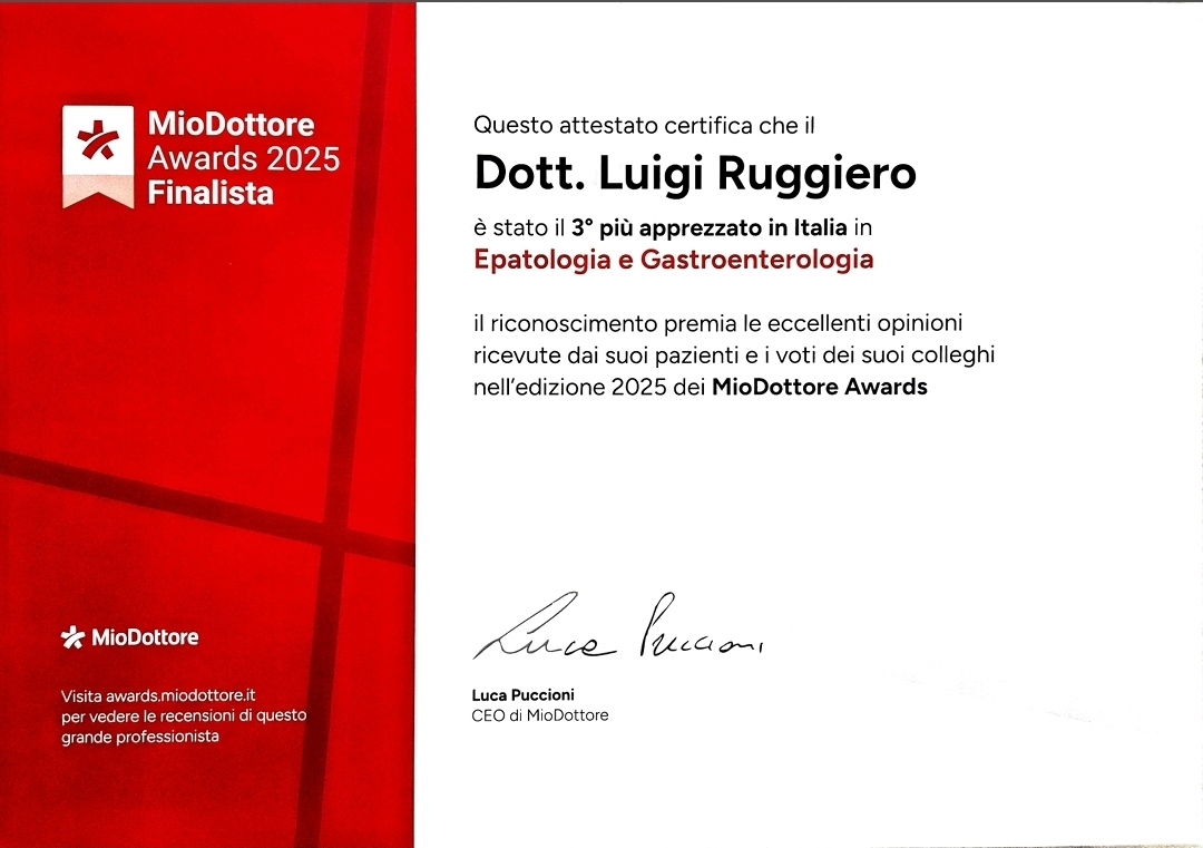 MioDottore Awards 2025 — Finalista in Epatologia e Gastroenterologia